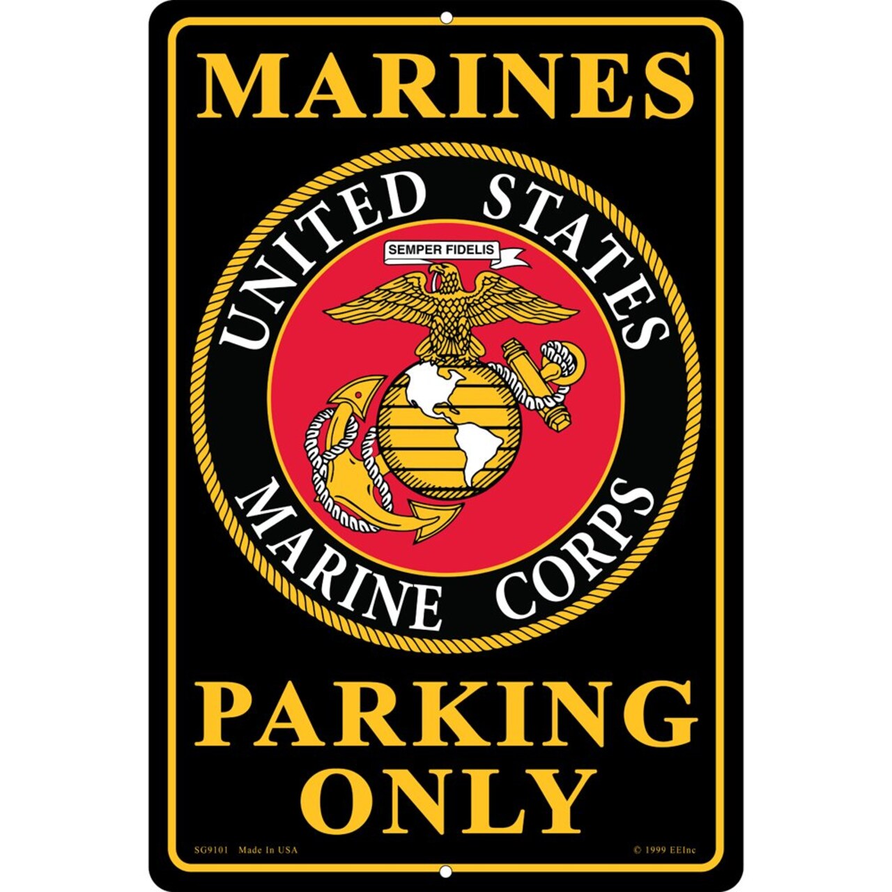 U.S.M.C. United States Marine Corps Logo Parking Only Sign 12" x 18"